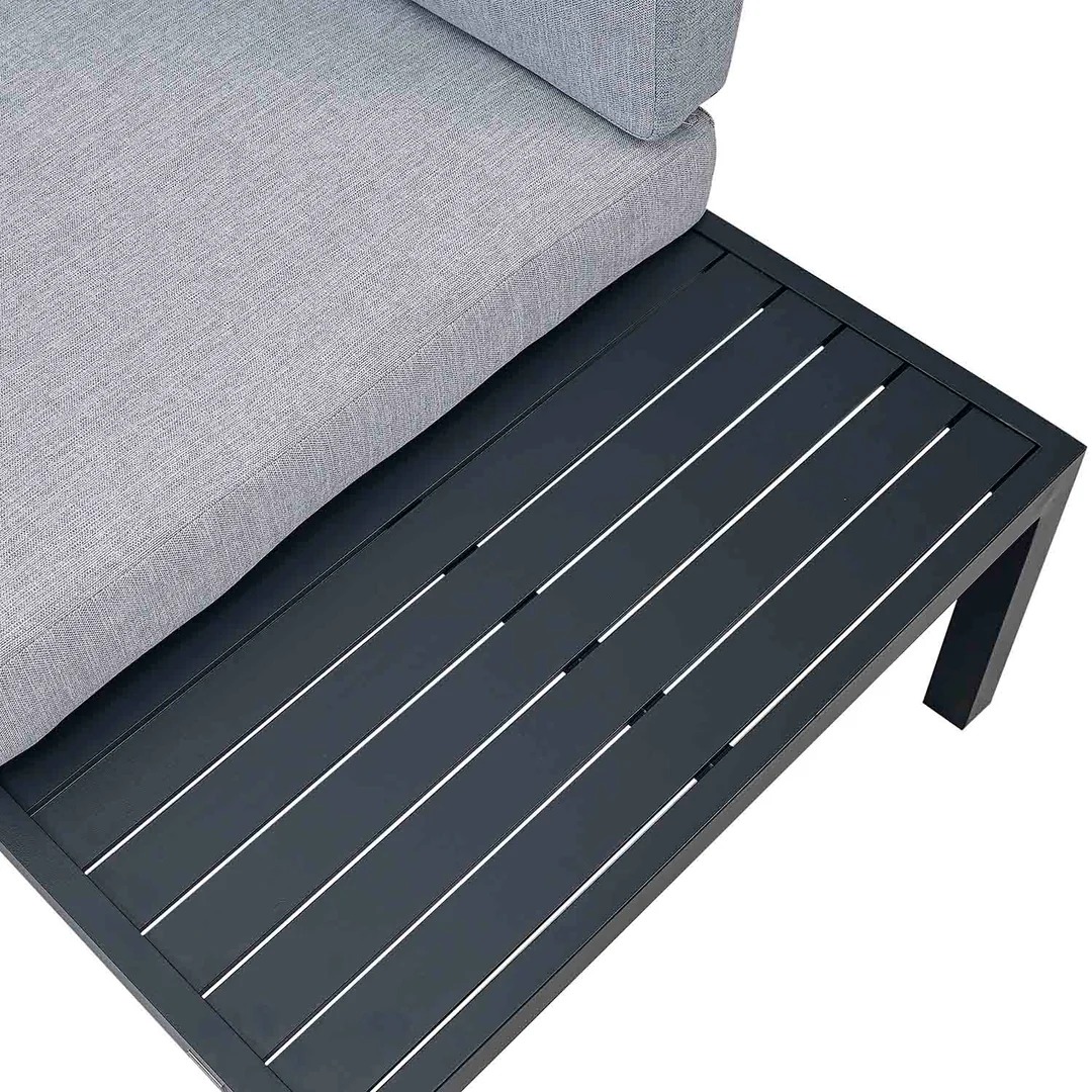 Powder-Coated Stainless Steel Outdoor Sofa Set with Gray Polyester Cushions – Modern L-Shaped Patio Furniture - Image 5