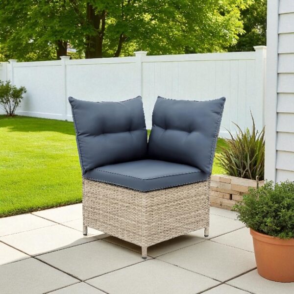 Black Stainless Steel PE Rattan Outdoor Corner Sofa Set with Glass Table – Modern Patio Furniture - Image 6
