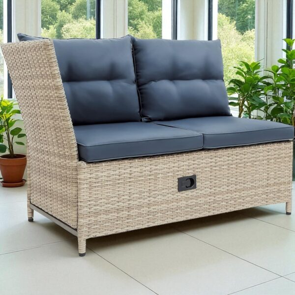 Black Stainless Steel PE Rattan Outdoor Corner Sofa Set with Glass Table – Modern Patio Furniture - Image 8