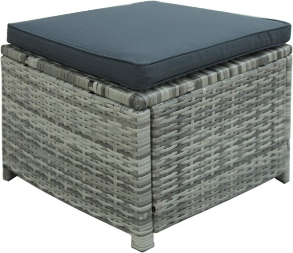 Light Gray PE Rattan Outdoor Dining Sofa Set with Powder-Coated Stainless Steel Frame and Gray Polyester Cushions - Image 8