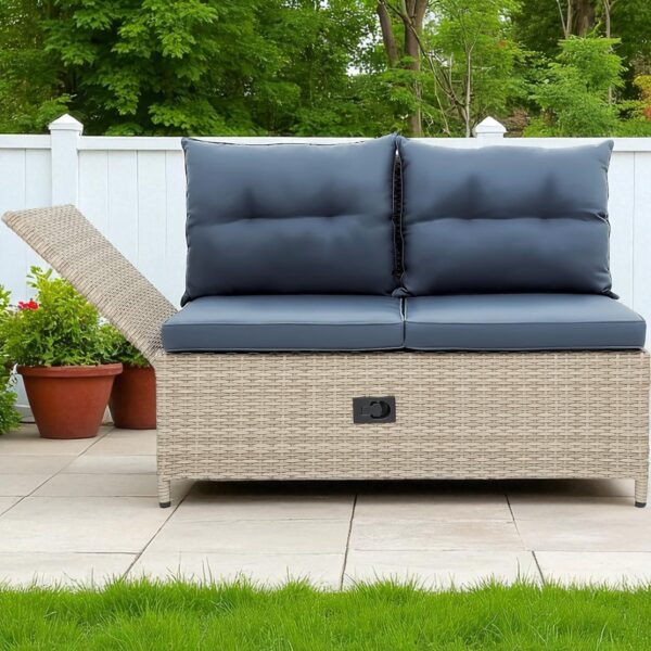 Black Stainless Steel PE Rattan Outdoor Corner Sofa Set with Glass Table – Modern Patio Furniture - Image 9