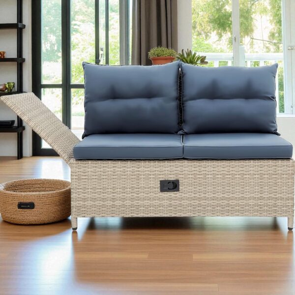Black Stainless Steel PE Rattan Outdoor Corner Sofa Set with Glass Table – Modern Patio Furniture - Image 10