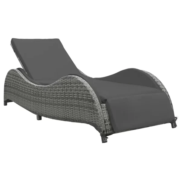 Anthracite sunbed with cushion poly rattan grey