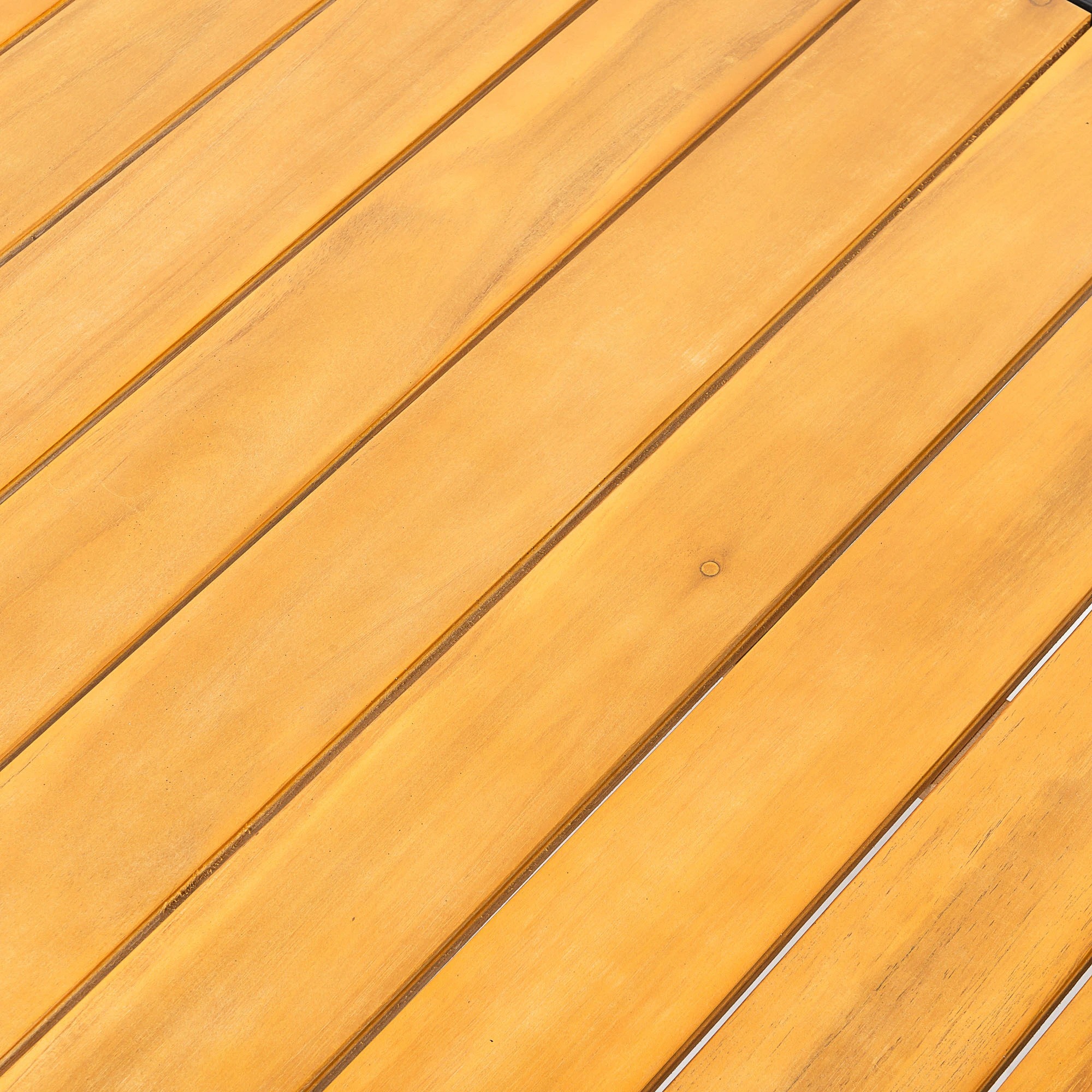 Modern Black Stainless Steel Outdoor Sofa Set with Acacia Wood Tabletop - Image 8