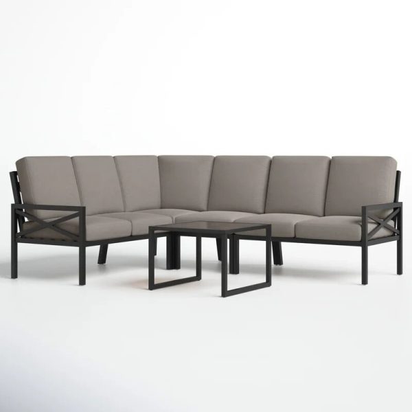 Sofa set with cushions steel powder coat