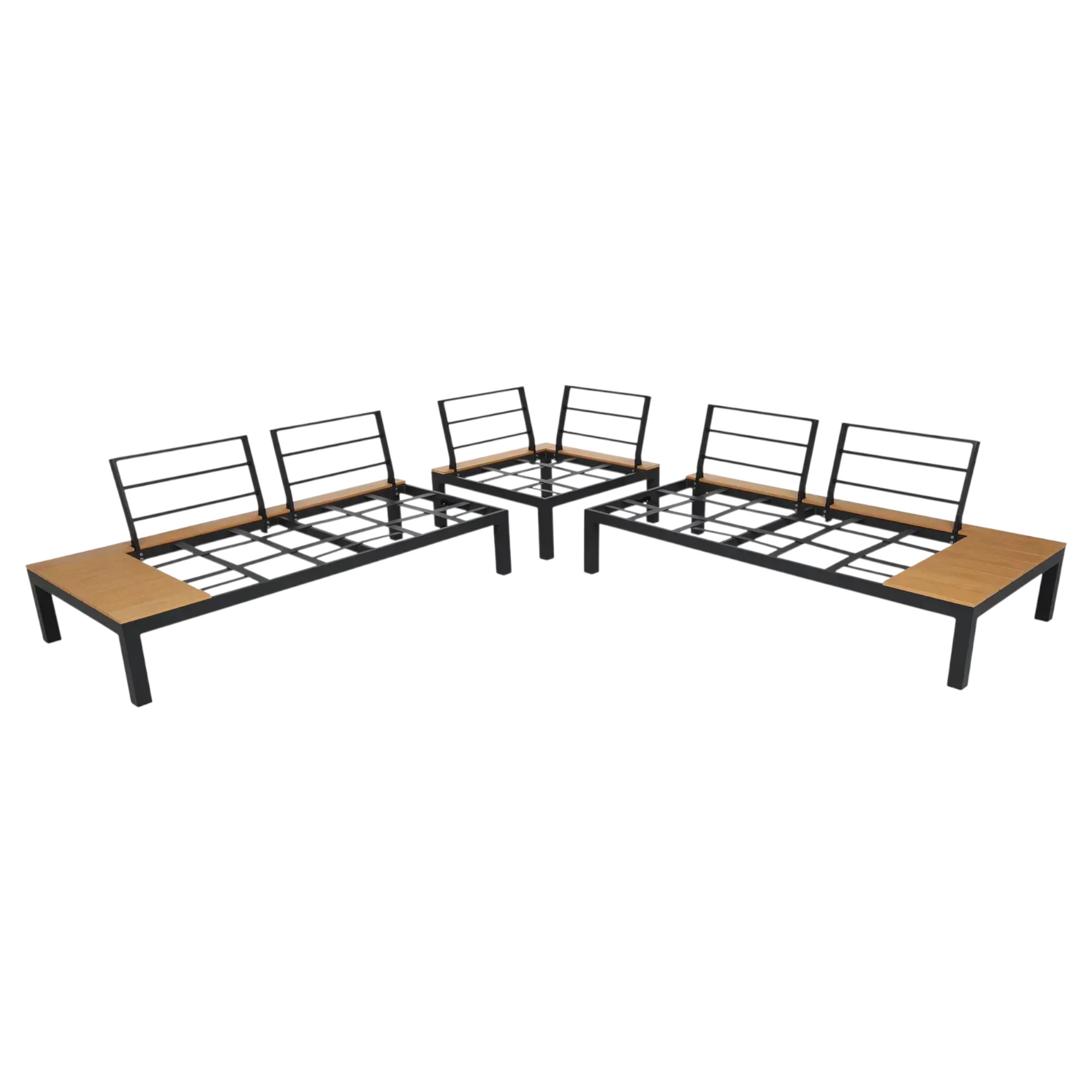Modern L-Shaped Stain Steel Outdoor Sofa Set with Aciaca Coffee Table β Available in Gray & Black - Image 6