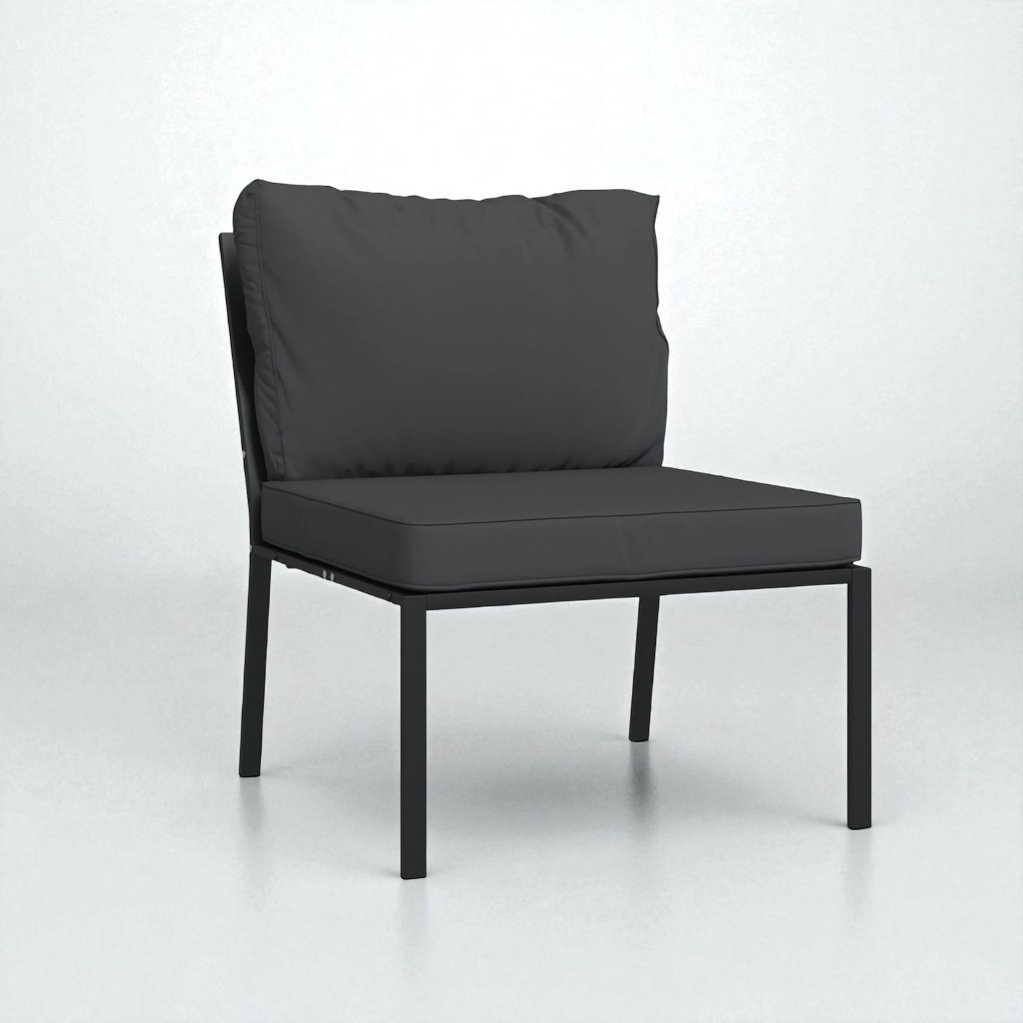 Modern L-Shaped Stain Steel Outdoor Sofa Set with Coffee Table – Black - Image 4