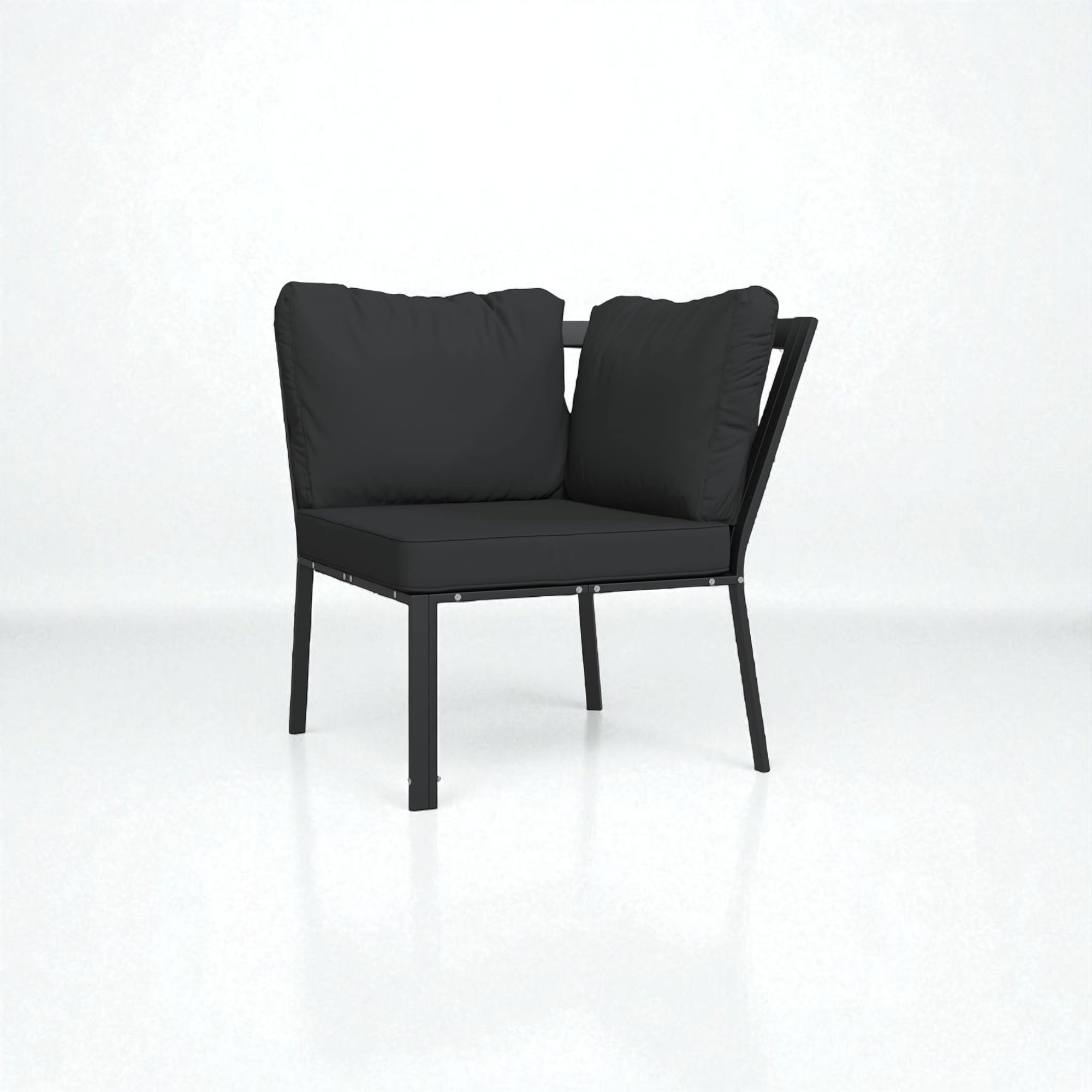 Modern L-Shaped Stain Steel Outdoor Sofa Set with Coffee Table – Black - Image 6